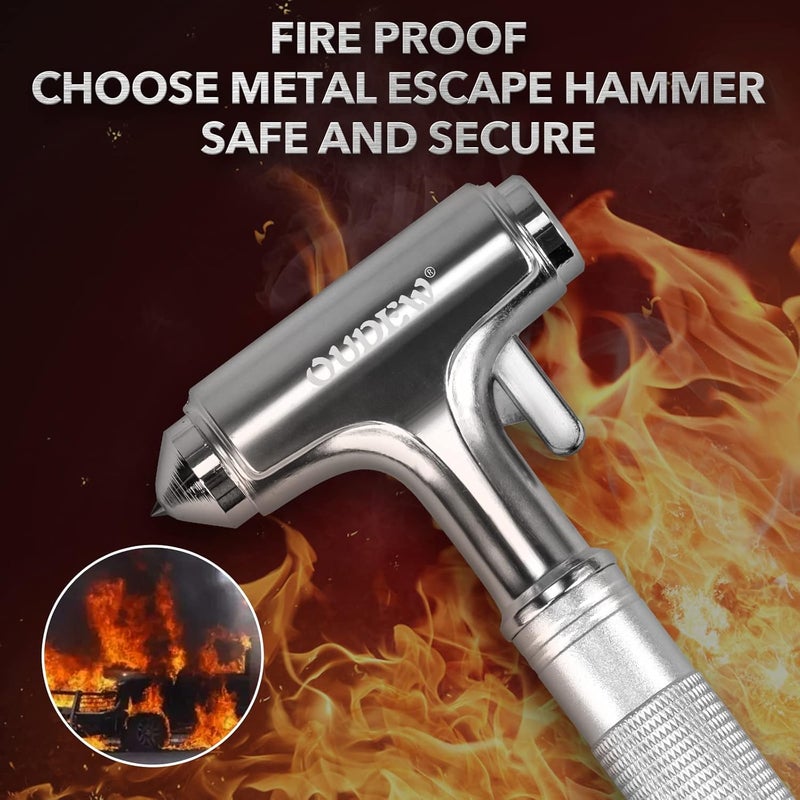 OUDEW Car Safety Hammer, Car Glass Breaker with Seat Belt Cutter, Automotive Escape Tool, Metal Window Breaker, Emergecy Safety Hammer for Auto Accidents (Silver) - Image 5